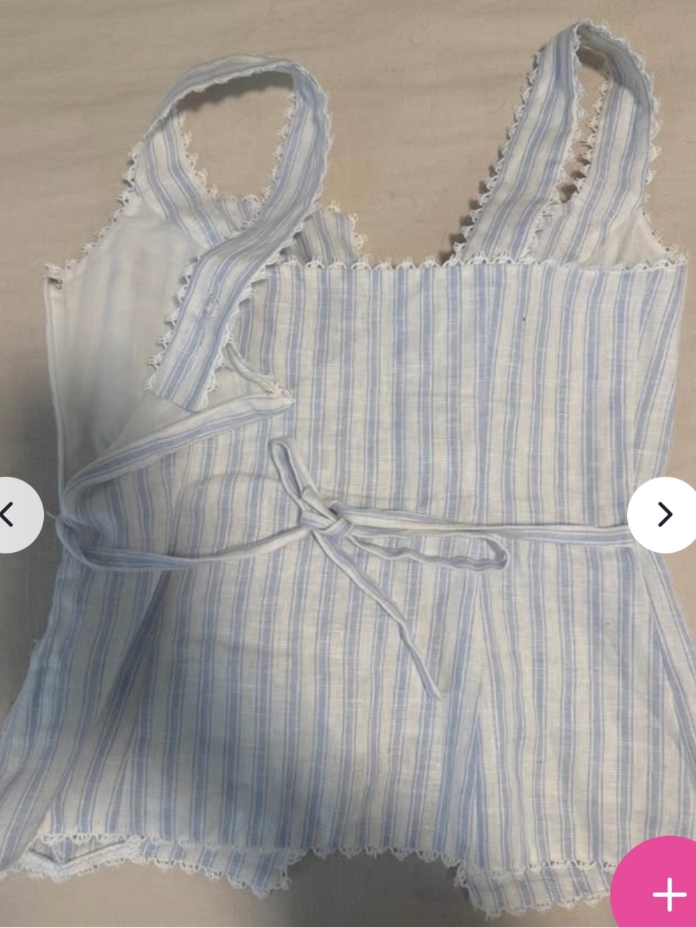 Reformation Blue and White Striped Lace-Trimmed vest top - Picture 2 of 3